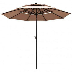 Starwood Rack Home & Garden 10ft 3 Tier Patio Umbrella Aluminum Sunshade Shelter Double Vented without Base-Beige